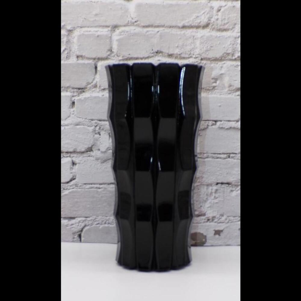 Vintage Tiara Black Glass Suzanne Vase